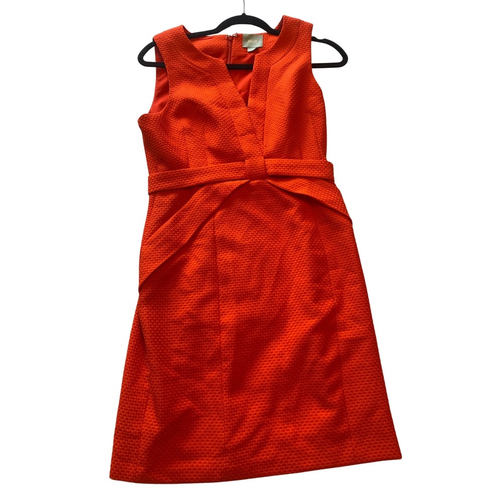 Maeve by Anthropologie Orange Textured‎ V Neck Sleeveless  Sheath Dress Size 4P